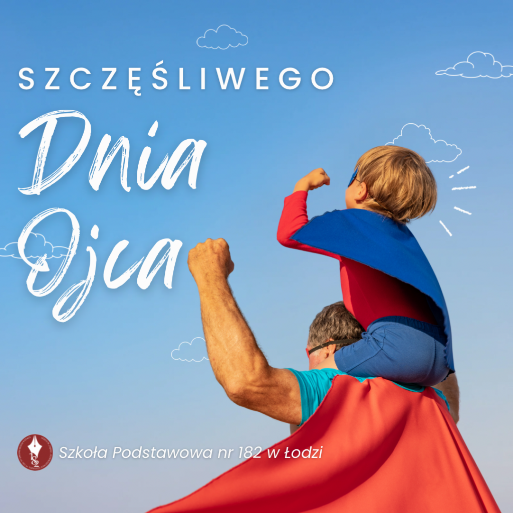 Szczęśliwego Dnia Ojca. Zdjęcie chłopca i mężczyzny od tyłu przebranych za superbohaterów.