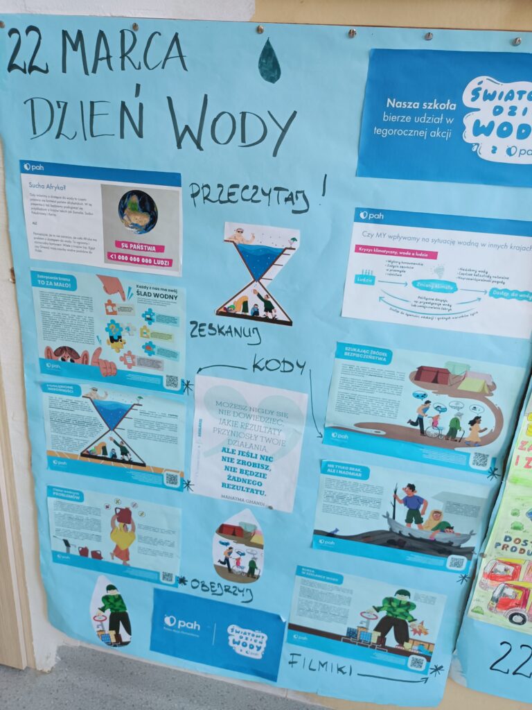zdjęcie plakatu o Dniu Wody zrobionego przez dzieci