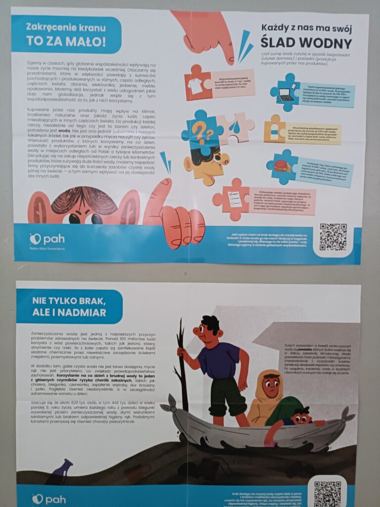 zdjęcie plakatów- zakręcenie kranu to za mało i nie tylko brak ale i nadmiar
