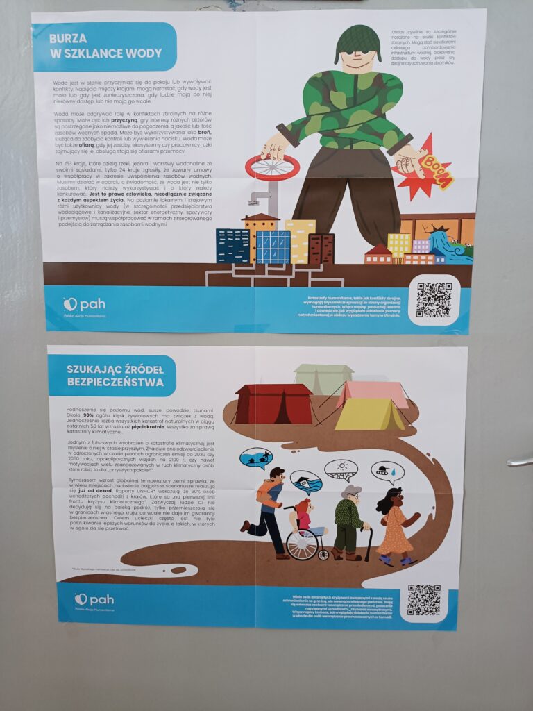 zdjęcie plakatów o tytułach : burza w szklance wody i szukając źródeł bezpieczeństwa