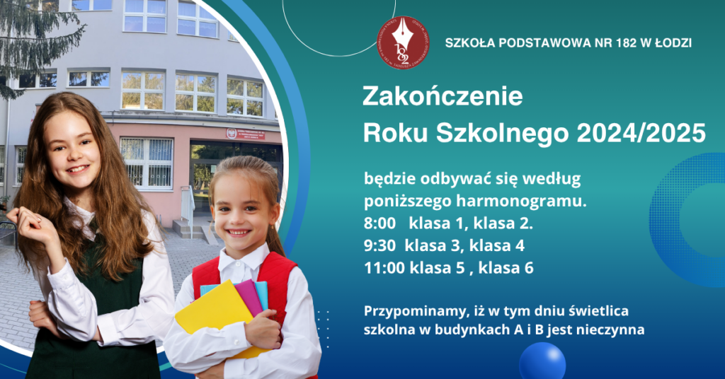 plakat posiada informacje zawarte powyżej. Widać dwie uczennice i zdjęcie jest szkoły. 