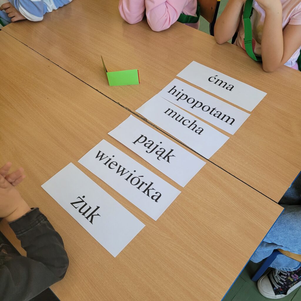 słowa ułożone na kartkach jedno pod drugim