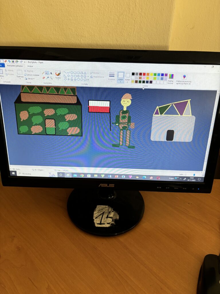 kolorowa patriotyczna praca plastyczna wykonana na komputerze przez ucznia 