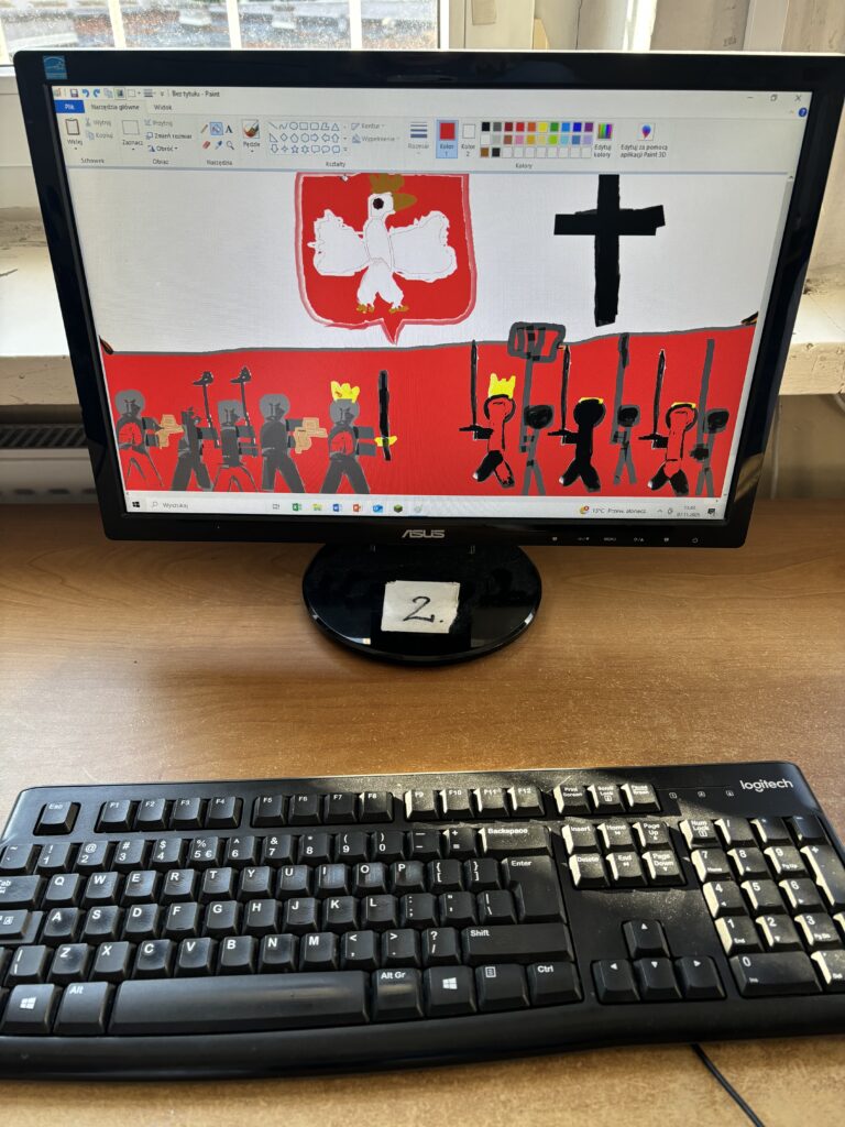 kolejna kolorowa patriotyczna praca plastyczna wykonana na komputerze przez ucznia 