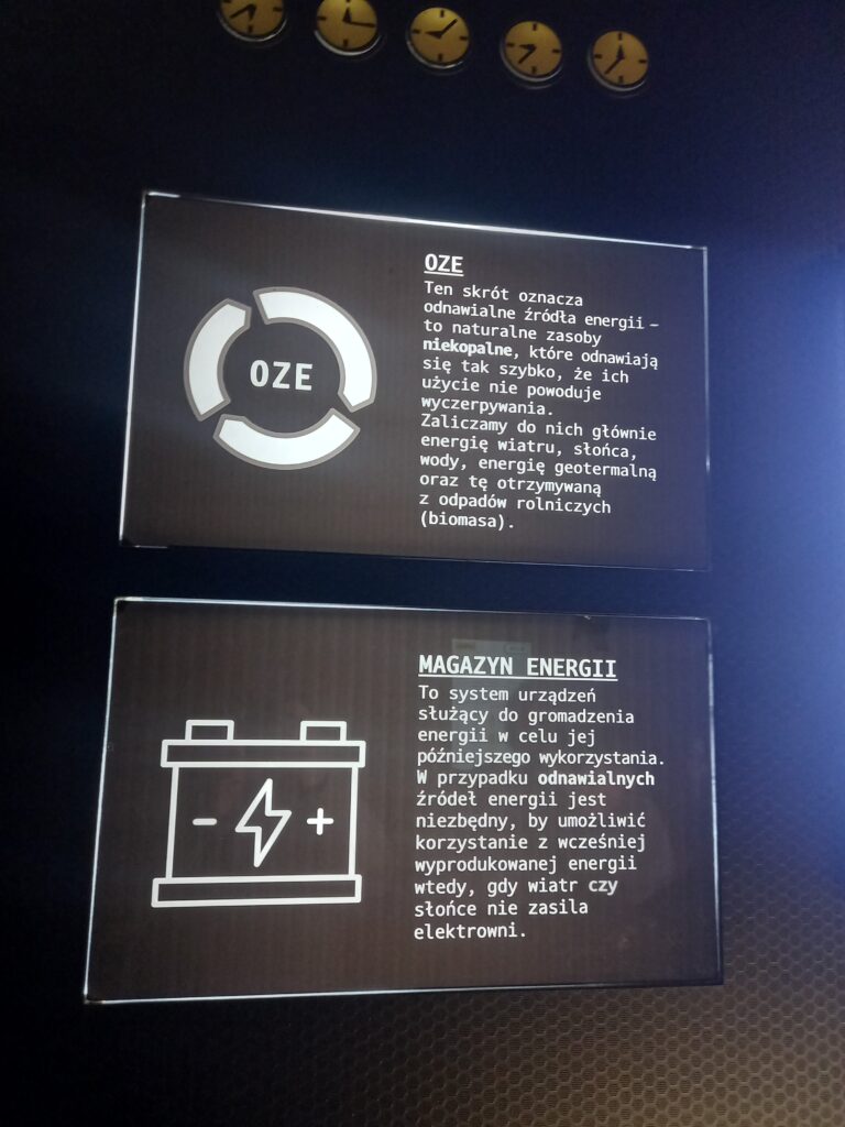 widać tutaj wyświetlane informacje o OZE  i  Magazynie Energii 