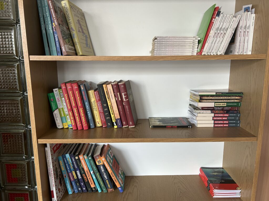 widok na regał z książkami